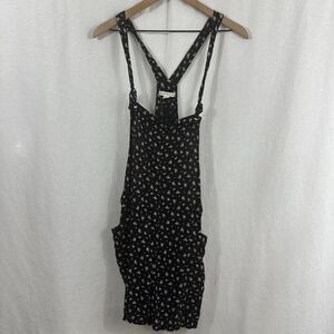 Aeropostale Black Floral Utility Romper Womens Size L Boho Festival Summer